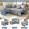 Whisen Chenille Sectional Sofa Bed, Dual Pull-Out Sleepers, Flip-Top Table, USB Ports, Cup Holder & Storage - 4 of 4