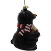 Kurt Adler Noble Gems Glass Ornament for Christmas Tree, Black Bear with Gift - 3 of 4