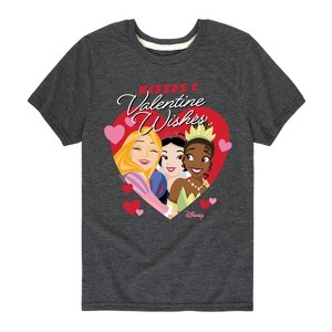 Girls' - Disney Princess - Kisses and Valentine Wishes Short Sleeve Graphic T-Shirt - 1 of 4
