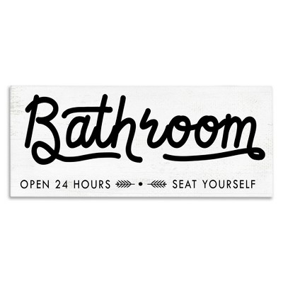 Stupell Industries Seat Yourself Bathroom Sign Minimal Black White