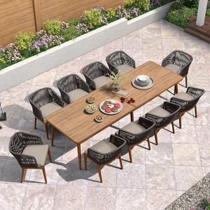 PURPLE LEAF Outdoor Dining Set All-Weather Wicker Outdoor Patio Furniture with Table All Aluminum Frame for Lawn Garden Backyard Deck with Cushions - 1 of 4