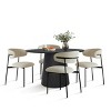 5-Piece Modern Dining Set for 4 ,Black Wood Round Dining Table & Armless Upholstered Linen Dining Chairs for Dining Room-Tanpinhause - 2 of 4