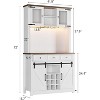72'' Farmhouse Coffee Bar Cabinet with Power Outlet, Large Kitchen Hutch with 3 Drawers and Wine Glass Rack - 4 of 4