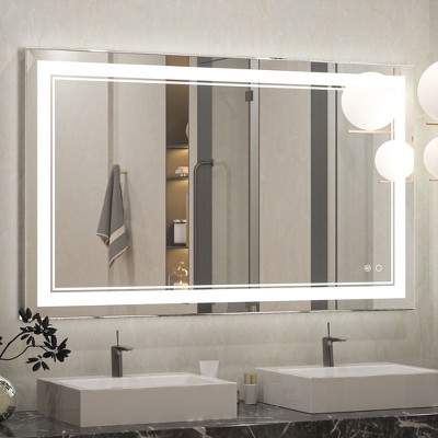 Keonjinn LED Front Light Bathroom Vanity Wall Mirror, 3 Color Temperatures, Anti-fog