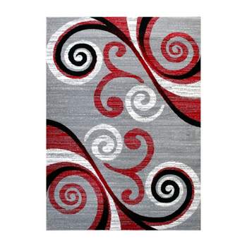 Emma and Oliver Scraped Look Ultra Soft Plush Pile Olefin Accent Rug in Swirl Pattern, Jute Backing