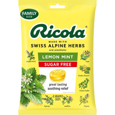 Ricola Throat Drops - Sugar Free Lemon Mint - 45ct