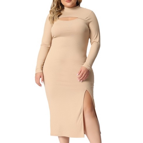 Agnes Orinda Women's Plus Size Bodycon Knee Slim Cut-out Dresses