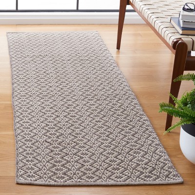 Coastal Charm Hand-Woven Gray and Ivory Stripe Wool-Cotton Runner Rug