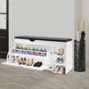 YIYIBYUS Shoe Bench with Seat and Folding Drawer for Hallway, Entrance, White - 2 of 4