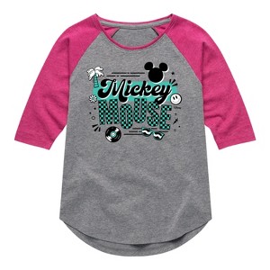 Girls' - Disney - Mickey & Friends Shirt Tail Raglan Graphic T-shirt - 1 of 3