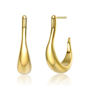 Guili 14K Gold Plated Asymmetrical Open Hoop Earrings with a Stylish Design, Perfect for Elegant Everyday Wear and Modern Jewelry Sets - 1 of 3