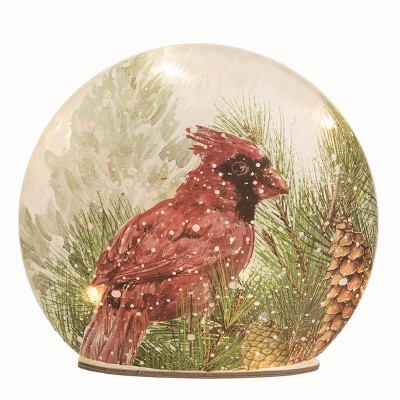 Transpac Glass Red Christmas Light Up Hand Painted Cardinal Decor