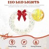 Angel Sar 24in Pre-lit Iridescent Christmas Wreath with Red Bow, Warm White LED Lighted Metal Wreath, Indoor & Outdoor Holiday Decor - 4 of 4