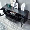 TIRAMISUBEST Black Wood TV Stand with Storage Cabinet - Mid-Century Modern Media Console for 55-65 Inch TVs - 2 of 4