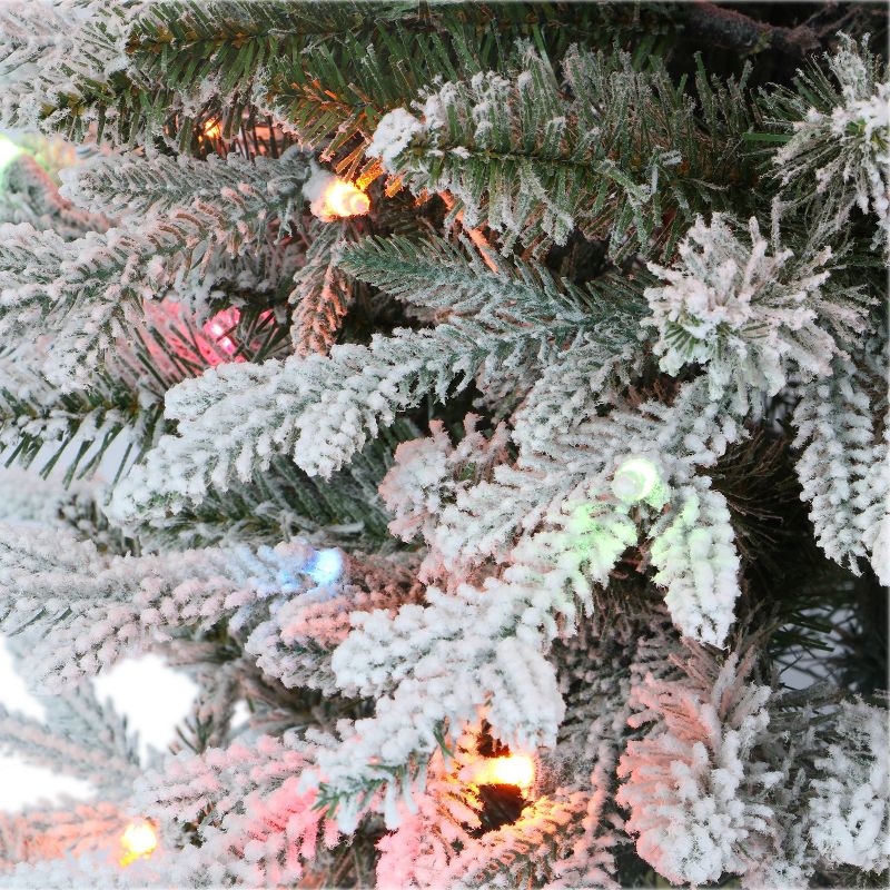 Puleo 4.5&#39; Pre-Lit Flocked Arctic Fir Artificial Christmas Tree Multicolor Lights, 3 of 4