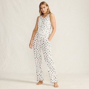 Lands' End Women's Brushed Cozy Waffle Jersey 3 Piece Pajama Set - Tank Top Pant and Robe - 1 of 4