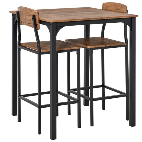 HOMCOM Industrial 3-Piece Dining Table and 2 Chair Set for Small Space in  the Dining Room or Kitchen