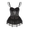 Clotth Women's Sheer Mesh Corset Lingerie Set - Padded Steel supportive Bustier and Thong, Sleepwear Uniform Set - 4 of 4