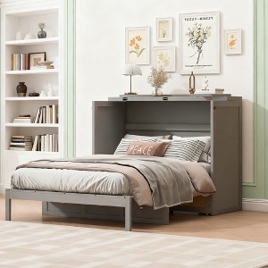 Luxystar Full Size Murphy Bed with Large Storage Drawers, Space Saving Wall Bed Cabinet, Easy Assembly for Guest Room, Apartments and Office - 1 of 4