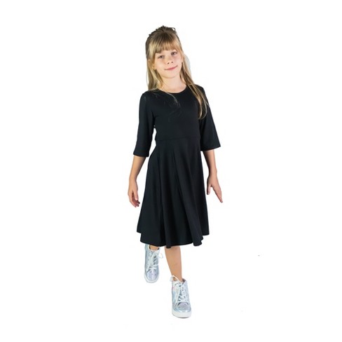 24seven Comfort Apparel Knee Length Fit And Flare Girls Comfortable Party Dress black s Target