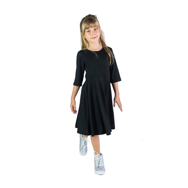 24seven Comfort Apparel Knee Length Fit and Flare Girls Comfortable Party Dress, 1 of 5