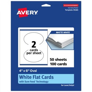 Avery Oval Flat Cards, 4" x 6", Matte White, 100 Total - 1 of 4