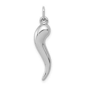 Black Bow Jewelry 14k White Gold Italian Horn Pendant, 6 x 27mm - 1 of 4