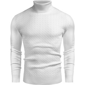 COOFANDY Men's Slim Fit Turtleneck Sweater Casual Twist Patterned Pullover Knitted Sweaters - 1 of 4