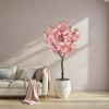 Tall Artificial Cherry Blossom Tree, Faux Flower Tree with Realistic Leaves and Trunk, Fake Potted Blossom Tree for Home Office Indoor Outdoor - 2 of 4