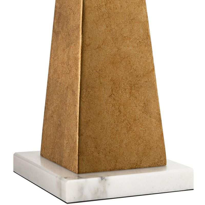 Possini Euro Design Obelisk Modern Table Lamp with Square White Marble Riser 26" High Gold Leaf Drum Shade for Bedroom Living Room Bedside Home Kids, 5 of 9