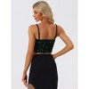 INSPIRE CHIC Women's Club Party Velvet Spaghetti Strap Crop Sequined Cami Top - 3 of 4