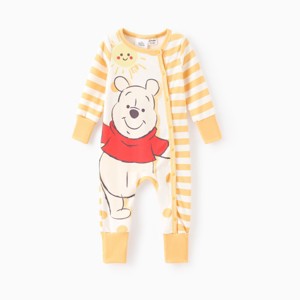 Disney Winnie the Pooh Baby Infant Boy Naia? Cute Striped Enveloping Cuff Romper Jumpsuits - 1 of 4