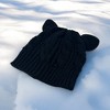 Charles Albert Girls’ Knit Beanie with Cute Animal Ears - Cozy Cable Knit Kids Hat for Winter in Black - 3 of 3
