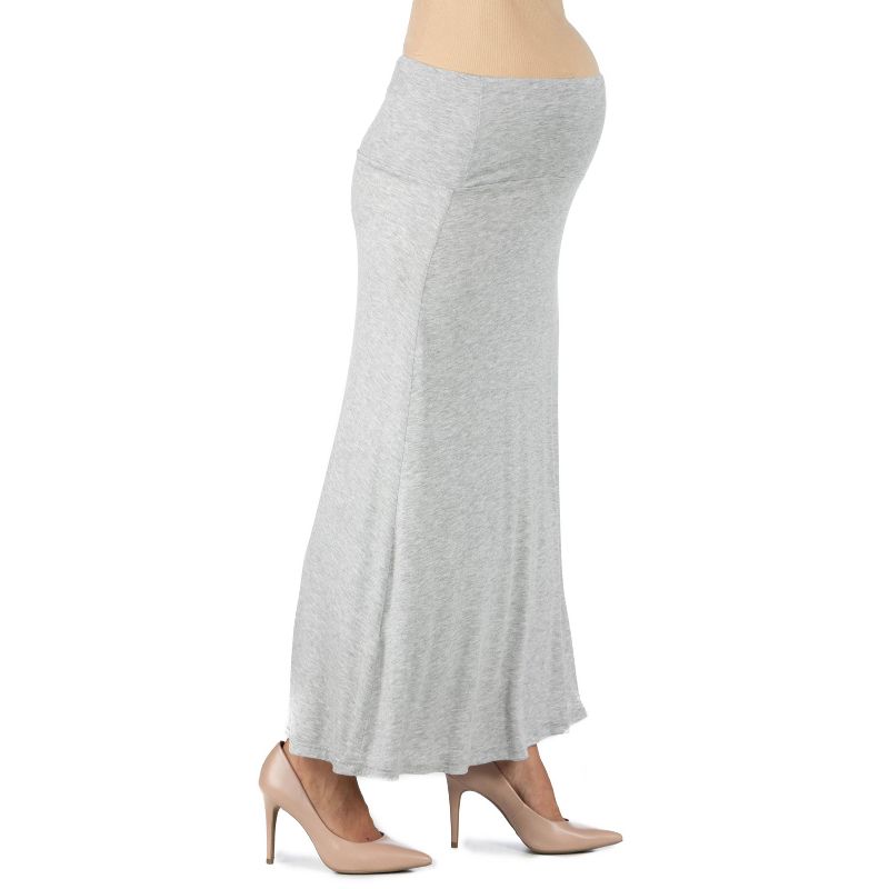 24seven Comfort Apparel Women's Maternity Elastic Waist Maxi Skirt, 3 of 5