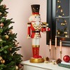 LuxenHome Lighted Red Nutcracker Soldier with Presents, Battery Operated Holiday Decoration - 2 of 4