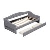 CAVINAS Twin/Full Size Pine Wood Linen Upholstered Daybed Bed Frame with LED Belt & Trundle,No Box Spring Needed - 4 of 4