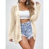 Coolmee Women's Plus Size Crochet Lightweight Cardigan Cover Up Open Front Long Sleeve Summer Cardigans - 3 of 4