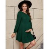 Maternity Dress Lantern Sleeve Crew Neck Tunic A-Line Swing Knit Dress Casual Loose Winter Pullover Sweater Midi Dresses - 4 of 4