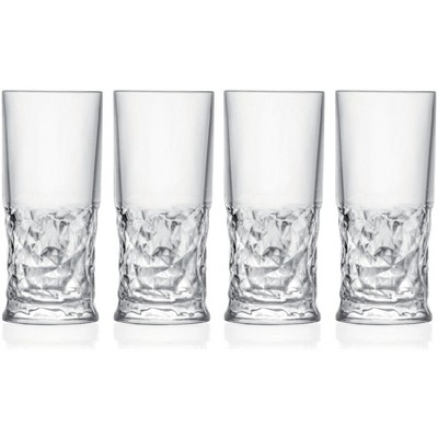 Barski Clear Glass Highball Drinking Glasses Set of 4