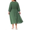 Agnes Orinda Women's Plus Size Long Sleeve V-Neck Sweetheart Print Midi Ruffle Tunic Dresses - 4 of 4
