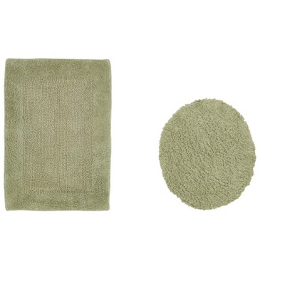 Edge Bath Rug 100% Premium Cotton Ultra-soft Water Absorbent Tufted Solid Reversible 2 Piece Bathroom Rug Set For Machine Washable Bathmat