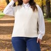 Women's Plus Size V Neck Knit Solid Classic Sleeveless Pullover Sweater Vest - Agnes Orinda - 2 of 4