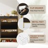 Shoe Storage Cabinet with 3 Flip Drawers & 2 Small Drawers & Hook, Freestanding Fluted Shoe Organizer with Metal Legs and Open Shelf - 3 of 4