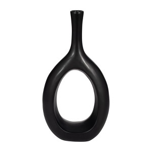 Sagebrook Home Ceramic Cut-Out Vase - Decorative Circle Vase For Flower Display - 1 of 4