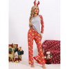 cheibear Christmas Family Snowflakes Bells Print Button Up Top and Pants Multicolored Pajama Sets - 2 of 4