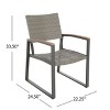 GDFStudio Augusta Outdoor Aluminum and Wicker Dining Chairs with Faux Wood Accents (Set of 2) - 3 of 4