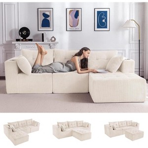 MAXYOYO Modular Sectional Sofa Couch, L Shaped Modern Cloud Couch with 1 Ottoman, Sofa in A Box - 1 of 4