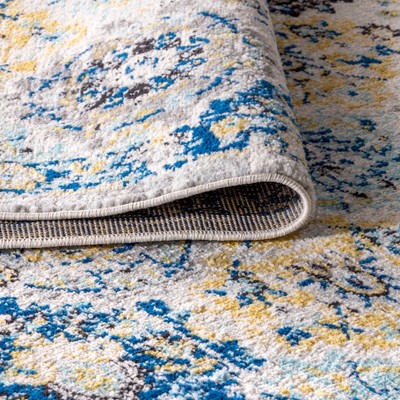 Blue and Multicolor Synthetic 8' x 10' Reversible Area Rug