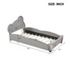 Twin Size Velvet Platform Bed with Bear-Shaped Headboard, with Bed-End Storage Pocket, Gray - 4 of 4