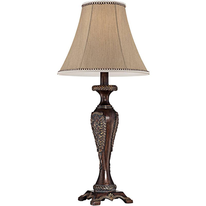 Regency Hill Traditional Vintage Table Lamp 23 1/2" Tall with Dimmer Warm Bronze Candlestick Bell Shade for Bedroom Living Room House Home Bedside, 5 of 7